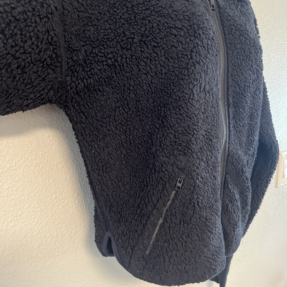 Athleta Jacket Women's XS black Short Sherpa lined Reversible Full Zip thumbhole - Picture 6 of 10